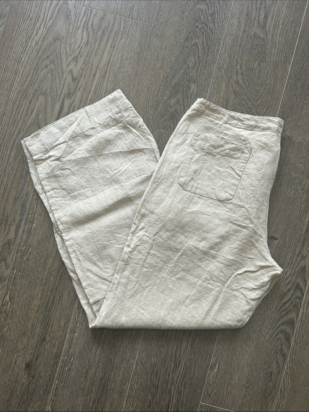 Part Two Flowy 100% Linen Wide Leg Pants Neutral Flax
